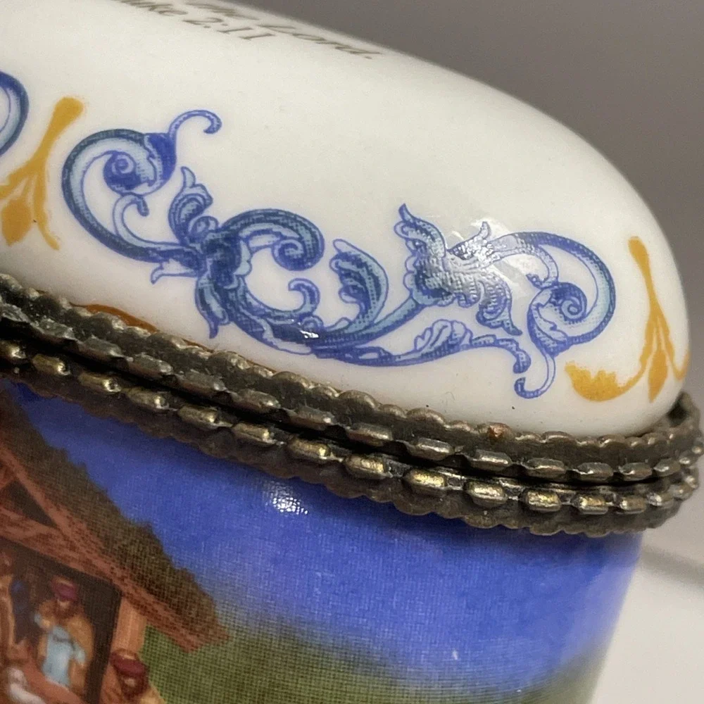 Imperial Porcelain Religious Nativity Scene Trinket Box Luke 2:11 Holy Family